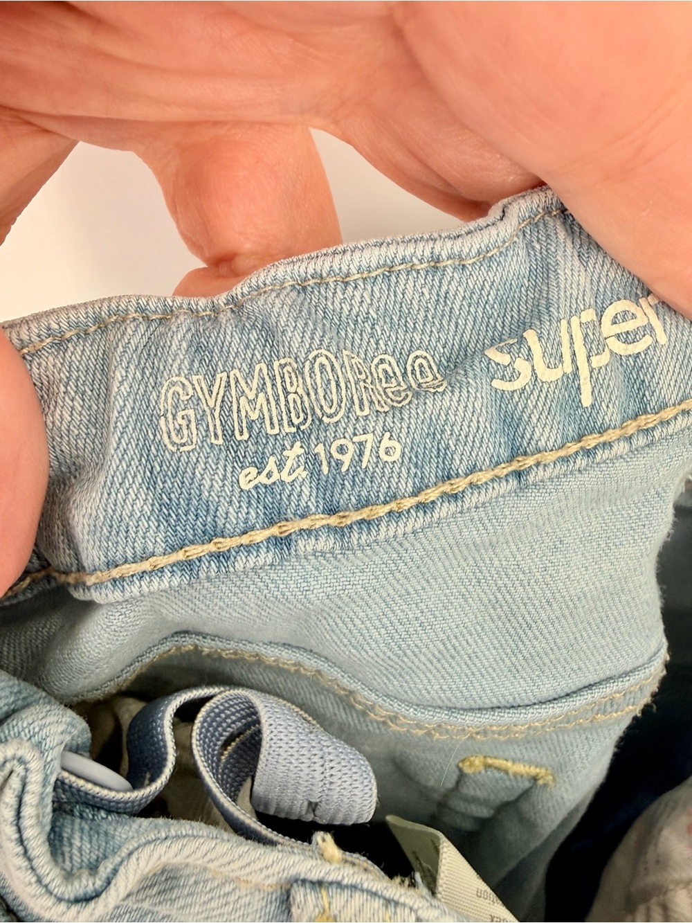 Gymboree Light Blue Skinny Jeans with Multicolor Side Button Details - Picture 6 of 7
